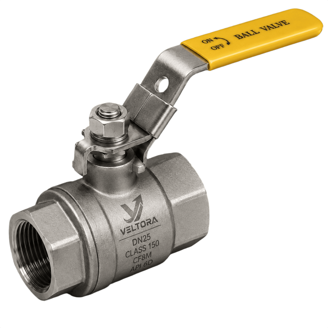 Two piece threaded ball valve